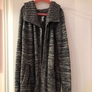 Ivivva Salt & Pepper Partial Zip & Button Sweater
